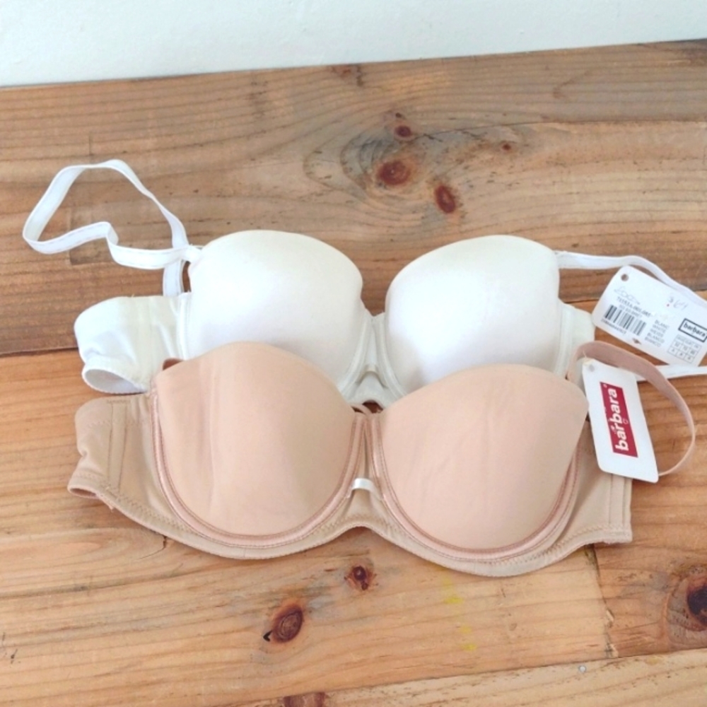 Barbara Vintage 2 Convertible Strapless Underwire Demi Bras NWT Size 32A